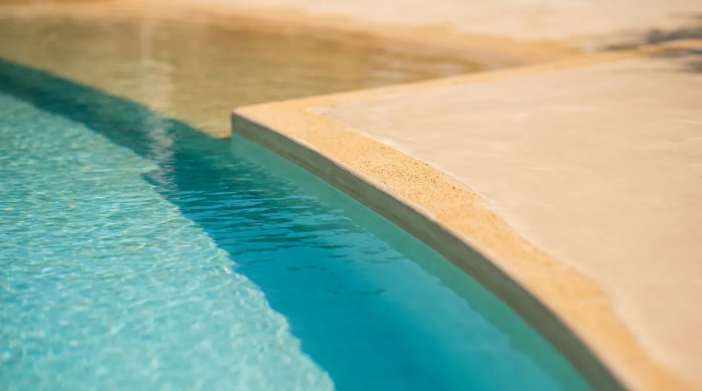 A sealed basin edge detail, clean and precise, reading as the waterproofing step